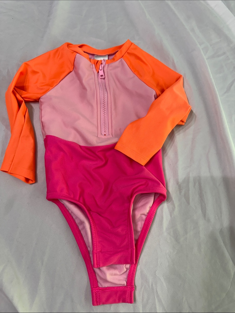 Cat & Jack Girls Long Sleeve Swim Rashguard - Orange, Light Pink, Fuchsia